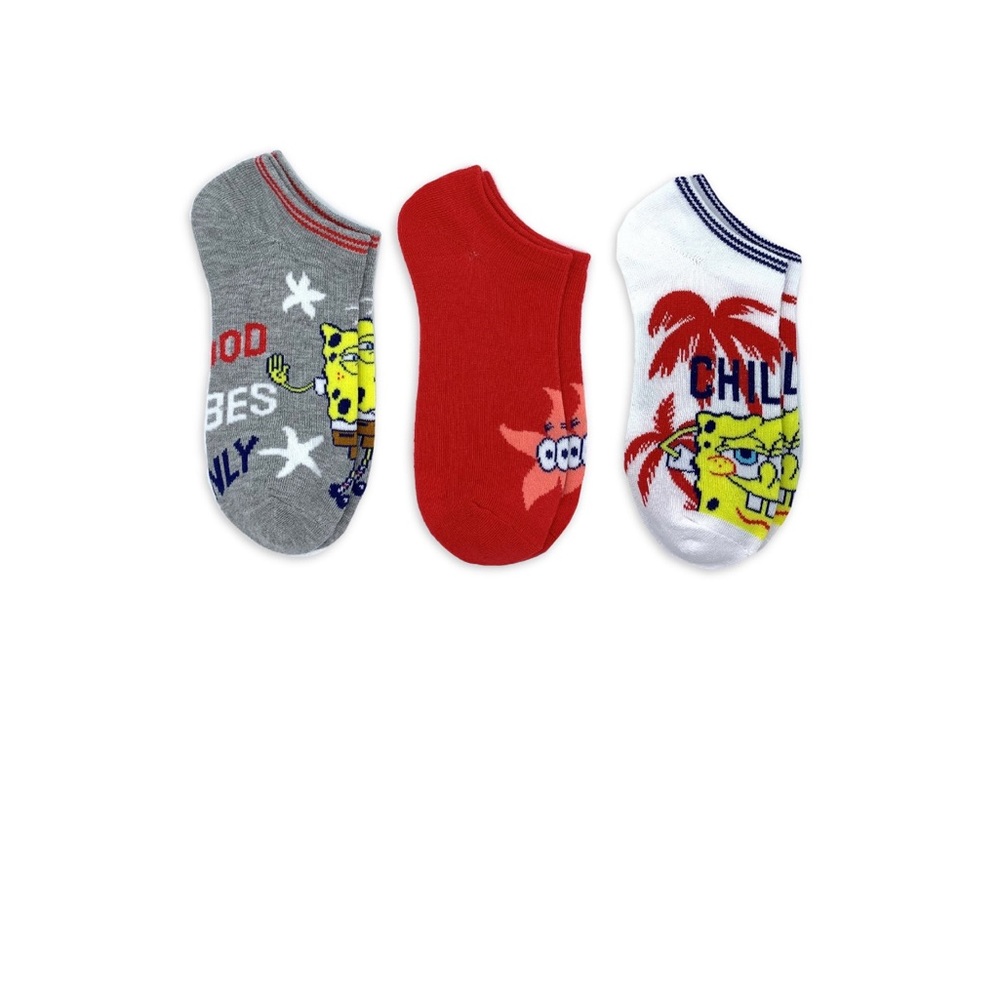 Spongebob , Americana Women's No-Show Socks, 3-Pack, Size 4-10